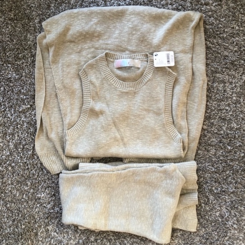 NWT Free People Antonia Sweater Set - Tidal Foam Sage Green - Picture 4 of 4